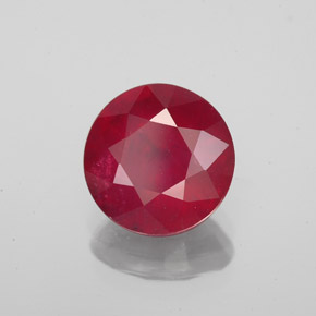 Rubi vermelho natural 3,38ct, corte redondo, VS-SI