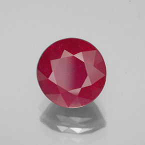 Rubi vermelho natural 3,79ct, corte redondo, VS-SI