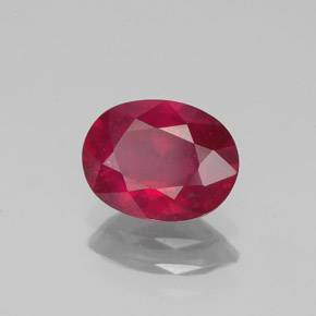 Rubi vermelho natural 1,62ct, corte oval, VS-SI