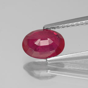 Rubi vermelho natural 1,37ct, corte oval, VS-SI