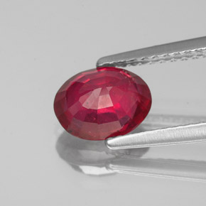Rubi vermelho natural 1,57ct, corte oval, VS-SI