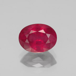 Rubi vermelho natural 1,87ct, corte oval, VS-SI