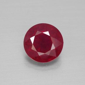 Rubi vermelho natural 2,86ct, corte redondo, VS-SI