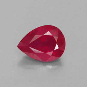 Rubi vermelho natural 2,08ct, formato de pêra, VS-SI