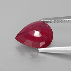 Rubi vermelho natural 2,00ct, formato de pêra, VS-SI