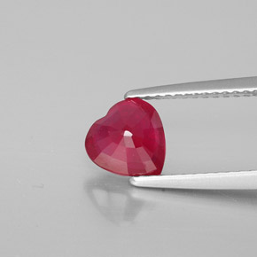 Rubi vermelho natural 1,51ct, formato de coração, VS-SI