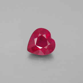 Rubi vermelho natural 1,38ct, formato de coração, VS-SI