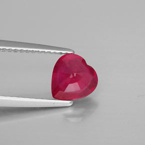 Rubi vermelho natural 1,38ct, formato de coração, VS-SI