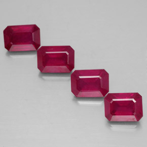 Pedras preciosas de rubi vermelho natural de  ct, corte esmeralda, VS-SI