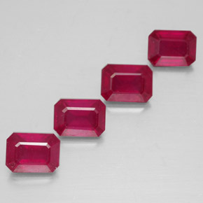 Pedras preciosas de rubi vermelho natural de  ct, corte esmeralda, VS-SI