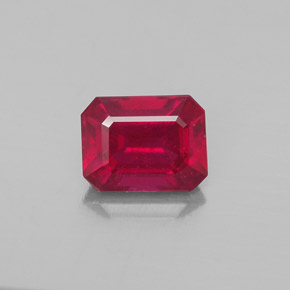 Rubi vermelho natural 2,06ct, corte esmeralda, VS-SI