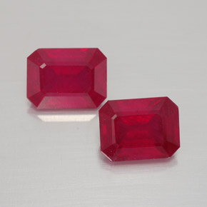 Pedras preciosas de rubi vermelho natural de  ct, corte esmeralda, VS-SI