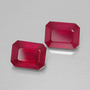 Pedras preciosas de rubi vermelho natural de  ct, corte esmeralda, VS-SI