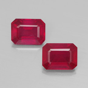 Pedras preciosas de rubi vermelho natural de  ct, corte esmeralda, VS-SI
