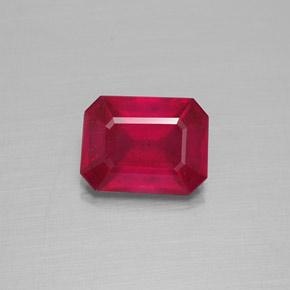 Rubi vermelho natural 1,72ct, corte esmeralda, VS-SI