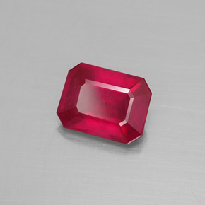 Rubi vermelho natural 1,72ct, corte esmeralda, VS-SI