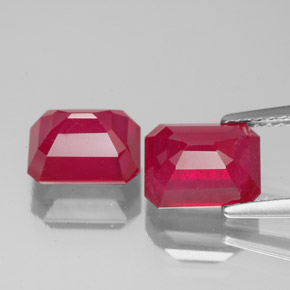 Pedras preciosas de rubi vermelho natural de  ct, corte esmeralda, VS-SI