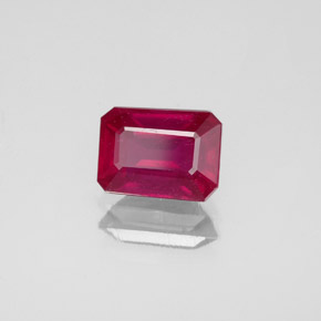 Rubi vermelho natural 1,94ct, corte esmeralda, VS-SI