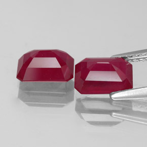 Pedras preciosas de rubi vermelho natural de  ct, corte esmeralda, VS-SI