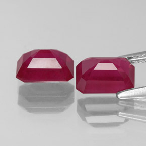 Pedras preciosas de rubi vermelho natural de  ct, corte esmeralda, VS-SI
