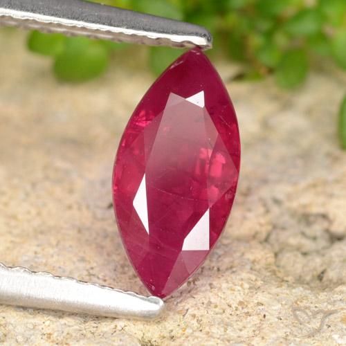Rubi Vermelho rosado Natural 1.12ct, Marquesa, VS-SI