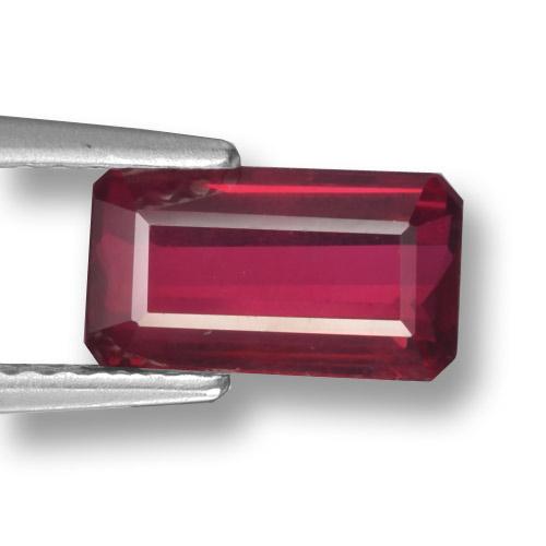Rubi vermelho natural 1,71ct, corte esmeralda, VS-SI