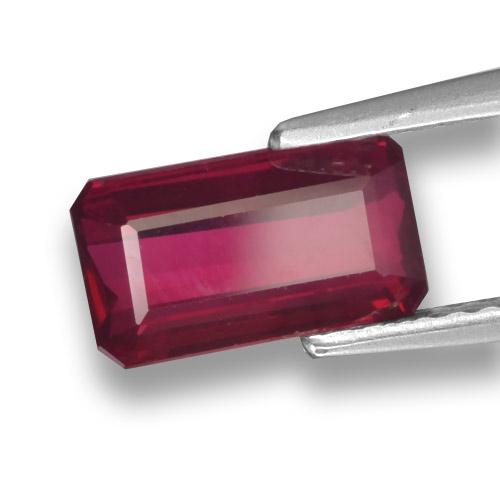 Rubi vermelho natural 1,71ct, corte esmeralda, VS-SI