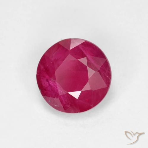 Rubi rosa avermelhado Natural 0.79ct, Redondo, VS-SI