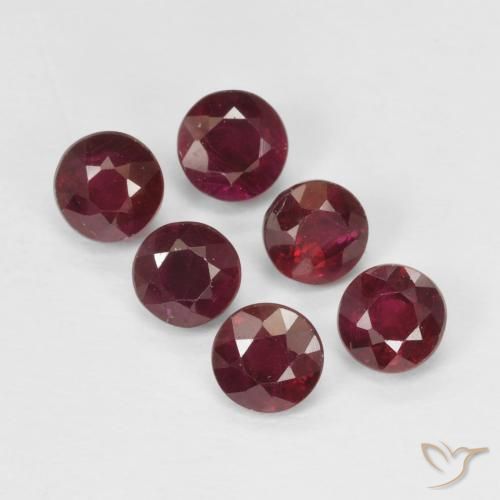 Pedras preciosas de Rubi vermelho médio natural de 1.80 ct, Redondo, VS-SI