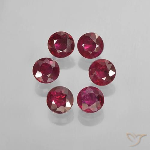 Pedras preciosas de Rubi vermelho médio natural de 1.40 ct, Redondo, VS-SI