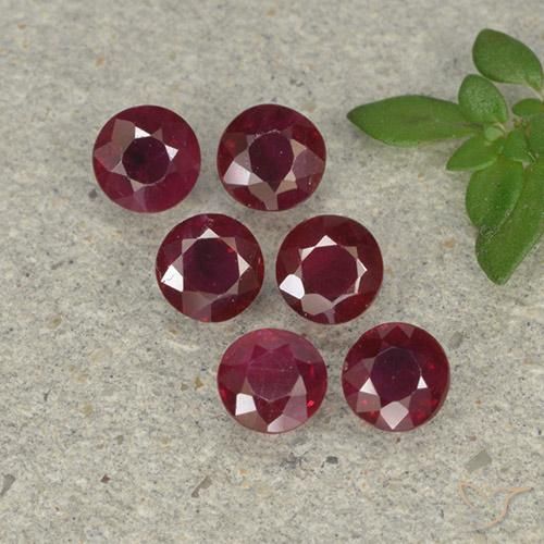 Pedras preciosas de Rubi Vinho vermelho natural de 1.38 ct, Redondo, VS-SI