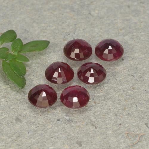 Pedras preciosas de Rubi Vinho vermelho natural de 1.38 ct, Redondo, VS-SI