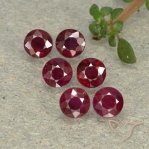 Pedras preciosas de Rubi vermelho médio natural de 1.52 ct, Redondo, VS-SI