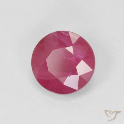 Rubi Vermelho rosado Natural 0.84ct, Redondo, VS-SI