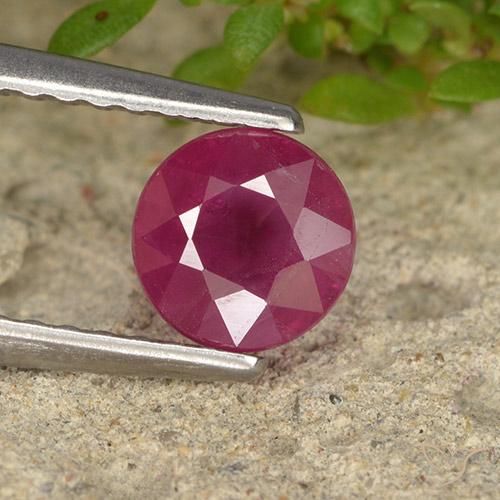 0.84ct Natural vermelho médio Rubi, Redondo, VS-SI