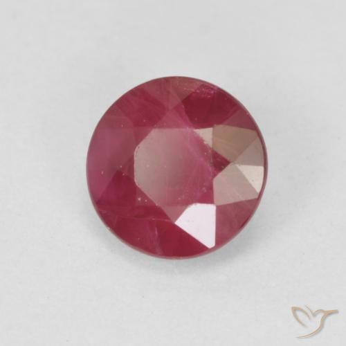 Rubi Vermelho rosado Natural 0.76ct, Redondo, VS-SI