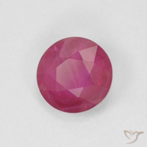 Rubi rosa avermelhado Natural 0.82ct, Redondo, VS-SI