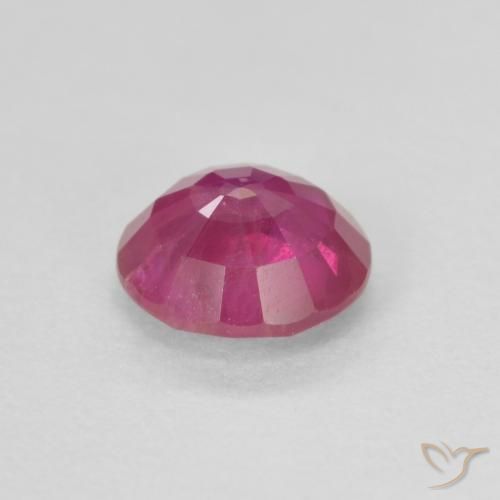 Rubi rosa avermelhado Natural 0.82ct, Redondo, VS-SI