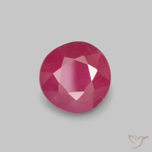 Rubi Vermelho rosado Natural 0.77ct, Redondo, VS-SI