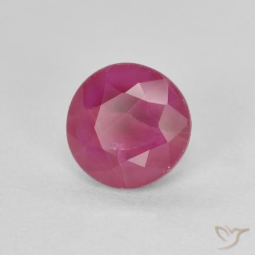 Rubi rosa avermelhado Natural 0.71ct, Redondo, VS-SI