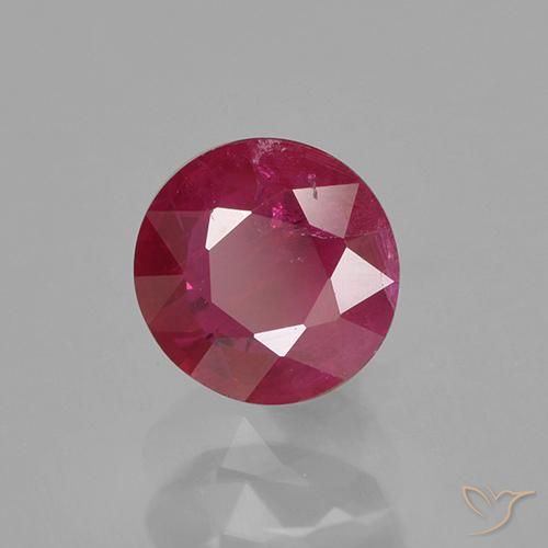 Rubi Vermelho rosado Natural 0.98ct, Redondo, VS-SI