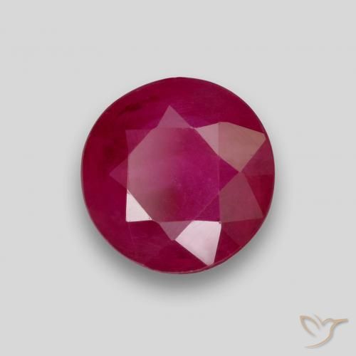 Rubi rosa avermelhado Natural 0.90ct, Redondo, VS-SI