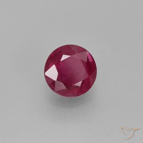 Rubi Vermelho rosado Natural 0.82ct, Redondo, VS-SI