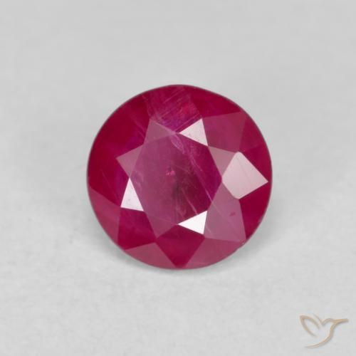 Rubi Vermelho rosado Natural 0.74ct, Redondo, VS-SI