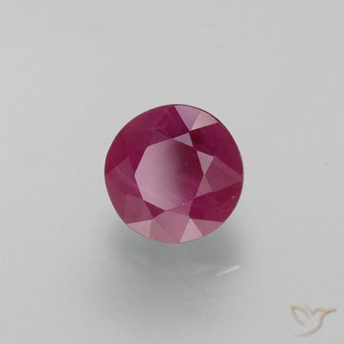 Rubi Vermelho rosado Natural 0.79ct, Redondo, VS-SI