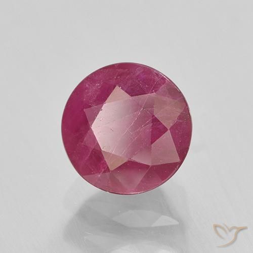 Rubi rosa avermelhado Natural 1.55ct, Redondo, VS-SI