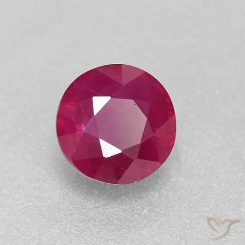 Rubi rosa avermelhado Natural 0.85ct, Redondo, VS-SI