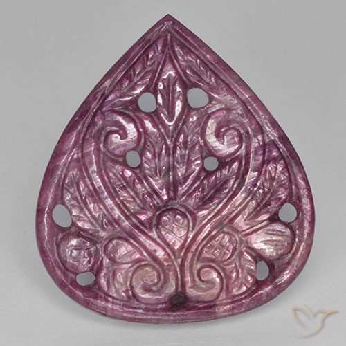 31.28ct Natural roxo médio Rubi, Formato de pêra, Opaco