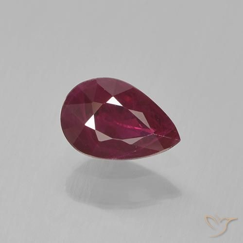 Rubi Vermelho escuro Natural 0.48ct, Formato de pêra, VS-SI