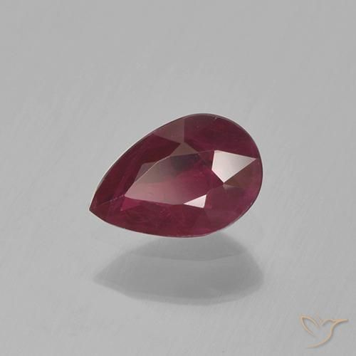 Rubi Vermelho escuro Natural 0.48ct, Formato de pêra, VS-SI